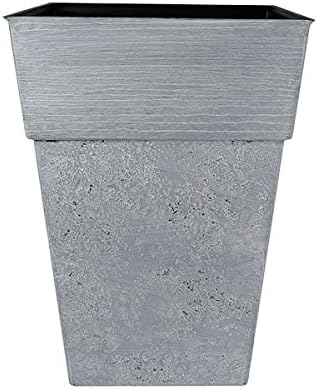 The HC Companies 22 Inch Avino Tall Square Planter - Decorative Indoor Outdoor Plant Pot for Front Porch, Deck, Patio and Home, Oxidized Black by TheHCCompanies