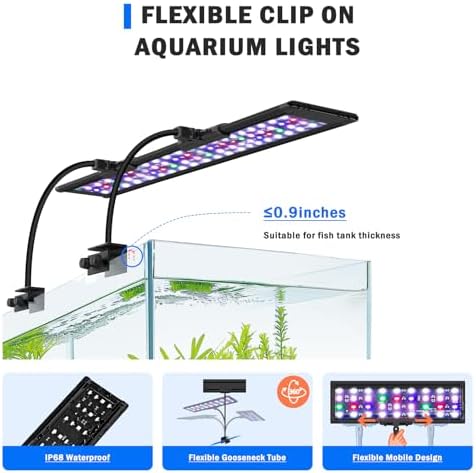 AQQA Clip On Aquarium Light, 24/7 & DIY Mode Full Spectrum Fish Tank Light - Image 4