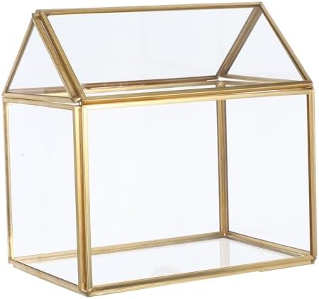 Abaodam Creative Geometric Glass House Terrarium for Indoor Moss and Air Plants, Miniature Plant Display Box with Gold Frame, Tabletop Planter for Home Garden Office Decor by Abaodam