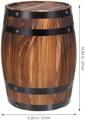 Yardwe Wine Barrel Decor 10.62X8.26X8.26In Oak Wooden Barrel Ornament Retro Photo Prop Bar Landscaping Decor for Home Party - Image 4