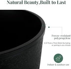 KOL Planters Flower Pots, Plastic Urn Planters for Indoor Outdoor Plants, Black Pedestal Planter Pots 2 Pack, 15 Inch Tall Decorative Planters with Drainage Holes & Plugs for Front Porch Patio Garden - Image 4