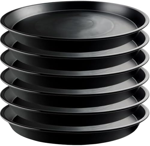 6 Pack 15 Inch Black Plant Saucers, Heavy Duty PP Trays for Big Pots by GARRDEEN