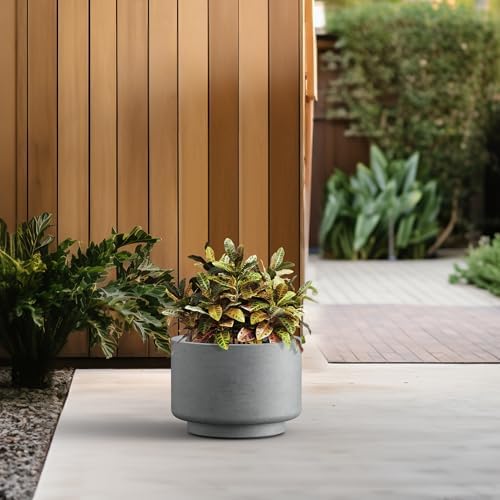 Kante Accent Round Pedestal Pale Gray Concrete Planter 12.6" Dia, Outdoor - Image 5
