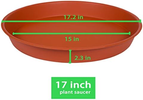2 Pack of 16 17 inch Plant Saucer Tray (15 inch Base), 2.3" Depth, Heavy Duty Plastic Saucer 16" Round, Plant Tray for Pots, Flower Plant Saucers for Indoors (17 inch, Terracotta) - Image 4