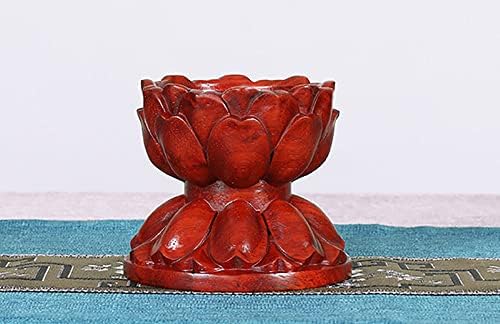 Oriental Home Display Stand Wooden Rosewood Carved Lotus Base - Image 4
