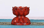 Oriental Home Display Stand Wooden Rosewood Carved Lotus Base - Image 4