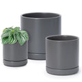D'vine Dev 3-Pack Ceramic Pots with Saucers, 4/6/8 in, Grey, 94-T-M-3 by DvineDevPlanterPotsandStand