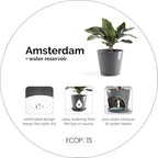 Ecopots Amsterdam Round Planter with Water Reservoir, Dark Grey, 12" - Image 5