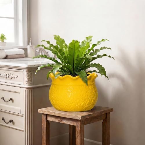 Ceramic Plant Pots Indoor, 10 Inch Large Planter, Yellow - Image 6