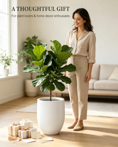 Kante Tall Concrete Planter 21.7" Modern White Floor Pot for Indoor Outdoor - Image 6