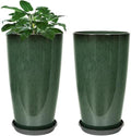 Neoaider Set of 2 Tall Planter, 21 inch Large Plastic Planter, Dark Green by Neoaider
