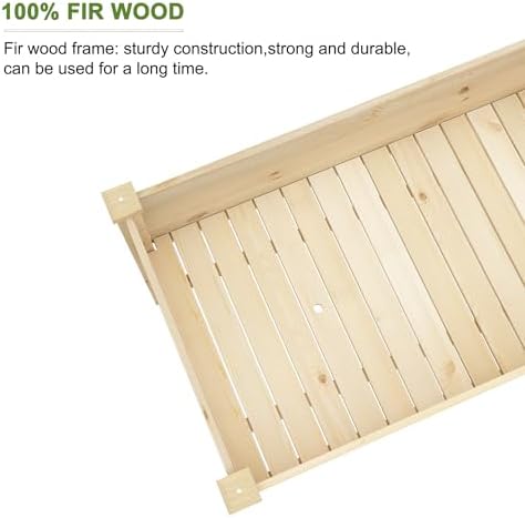 BIRASIL Outdoor Raised Garden Bed, Wood Planter Box for Vegetable Flower, Elevated Reinforced Large Garden Planters Boxes for Backyard Patio Gardening Balcony (48.5”L, Natural Wood) - Image 5