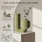 U-Shaped Modern Vase, Minimalist Ribbed Planter for Real & Dried Plants, Sustainable Home Decor (Olive) - Image 2