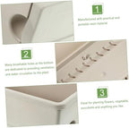 4-Set Rectangular Window Box Planter with Saucer Vegetable Herb Flower Planting Pots for Indoor Outdoor Garden 43cm Medium Plastic Containers in Light Gray Sky Blue Terracotta - Image 3