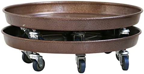 ARTLINE 14" Round Plant Stand with Lockable Wheels, 380lbs Heavy Duty for Indoor Outdoor, Large Rolling Dolly Planter Caddy on Casters to Carry Potted Flower Pot, Round Metal Tray NO Holes, 2 Pack by ARTLINE