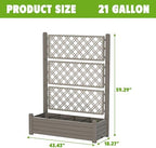 Elevated Raised Garden Bed with Trellis,Resin Planter Boxes Outdoor for Backyard Balcony,Large Patio Planter Box for Herbs Flowers Vegetables(Grey) - Image 2