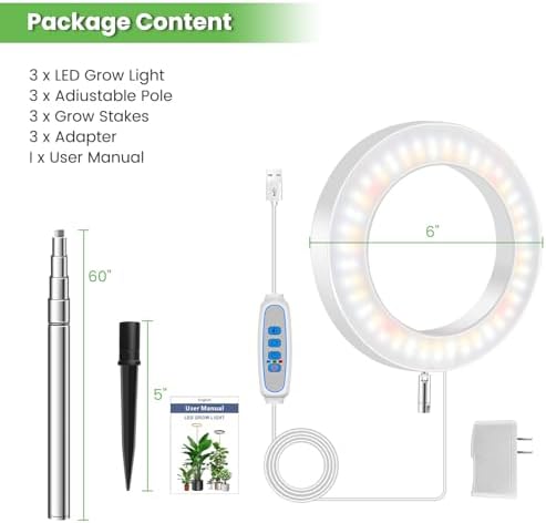 Aokrean 6.3in Grow Light,Full Spectrum Halo Plant Lights for Indoor Growing - Image 6