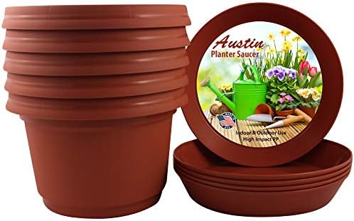 Pots & Saucers, 9 inch, Terra Cotta Colored, Case of 5 by AustinPlanter