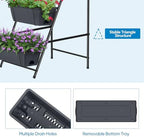 Raised Garden Bed 5 Tier Vertical Planter Standing Herb Garden Elevated Box With Drainage Holes Tall Planters for Outdoor Plants Vegetables Flowers Grey - Image 3