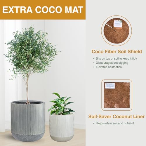 KUTE NEST 14.2" H x 13" D Premium Radius Fiberstone Planter - Charcoal - Image 5