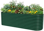 32" Extra Tall Raised Garden Bed Kits, 4 x 8 x 2.7ft Raised Planter Box Outdoor, 2.5 x 9.5 x 2.7ft Deep Root 10 in 1 Modular Metal Raised Beds for Gardening Vegetables Flowers Fruits - British Green by Unknown