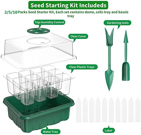Seed Starter Trays, Reusable Seed Starter Tray 12 Holes,with Air Vent Humidity Dome and Drain Hole Base for Seedling, Seed Growing and Seed Starting,7.3 x 5.7 x 4.3 inches (5 PCS-White) - Image 4