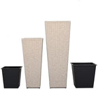 Christopher Knight Home Jorine Patio Wicker Planters Set of 2, Rattan Garden Urn, Iron Frame Flower Pots, Woven Wicker Garden Pot, 2 Plant Urns with Drainage Hole for Backyard Hall Balcony, Beige - Image 5