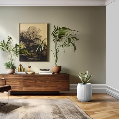 Kante Accent Round Curved White Concrete Planter 12.6" Dia, Outdoor - Image 5