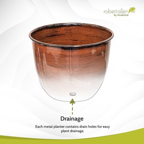 Headwind Glazed Ironstone Hamilton Collection Decorative Plant Pot – 12" Chestnut Brown Pot – Lightweight & Durable with Drainage Flower Pots for Indoor Plants & Outdoor Planter Use by Robert Allen - Image 6
