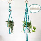 Set of 2 Macrame Plant Hanger Disco ball decor Hanging planters for indoor plants Cool gifts for plant lovers Boho plant pots plant stand indoor Hanging planters for outdoor plants (Ocean Teal) - Image 4