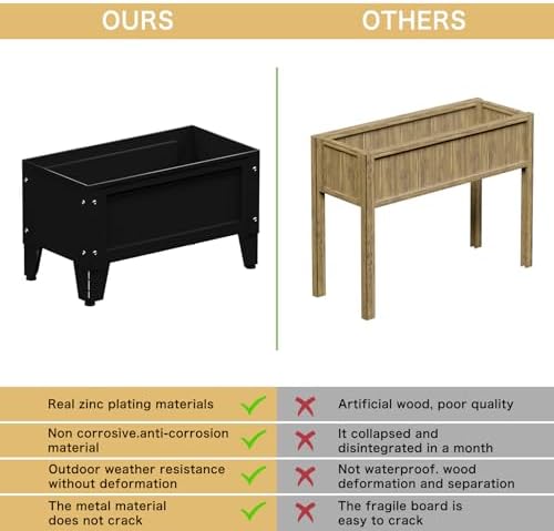 PROXRACER Elevated Metal Planter Box Stand Heavy Duty Raised Garden Bed for Vegetables Flowers Herbs Indoor Outdoor Use, Charcoal - Image 4