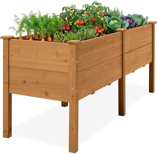 Best Choice Products 72" x 24" x 30" Raised Garden Bed with Extra Deep 16" Depth, Elevated Wood Planter Box Stand for Backyard, Patio, Balcony, Natural Fir Wood - Acorn Brown by BestChoiceProducts
