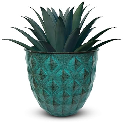 Headwind Glazed Ironstone Diamonte Collection – Surf Green 10-Inch Decorative Plant Pot, Indoor & Outdoor, Vintage Diamond-Textured, Lightweight & Weather-Resistant for Garden Use by Robert Allen by Headwind