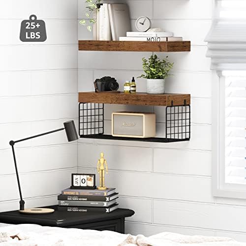 QEEIG Bathroom Shelves Over Toilet Wall Mounted (Brown, Set of 2, 15.7") - Image 4