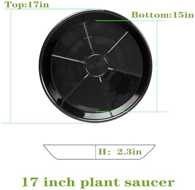 2 Pack Plant Saucer Drip Tray 17 inch, Large Heavy Sturdy Plastic Planter Flower Pot Saucers for Indoor Outdoor Garden, Plant Water Drip Trays for pots (17" 2Pack, Black) - Image 2