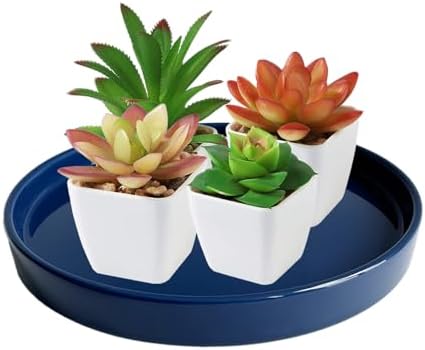 Yukfona Ceramic Plant Saucer Tray 1 Pcs 12 Inch Blue, 12.5" OD x11.9 ID x1.6 Deep| Fits Flower pots Bottom≤ 11.9", Heavy Duty Glazed Round Planter Drip with Catch Basin for Indoor Outdoor Plants - Image 7