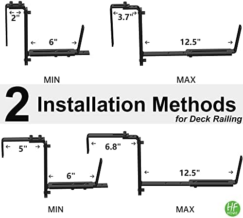 HFHOME 6PCS Adjustable Planter Box Brackets, Brackets for Window Boxes Planters Hanging Flower Box Holders, Wall Mount Holder for Windowsills, Garden, Fences, and Balcony - Black (Patent Registered) - Image 2