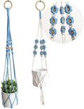 Set of 2 Macrame plant hanger with Daisies & Beads | Hanging plant holder Macrame Plant hangers outdoor and indoor hanging planters Plant stand indoor Boho Decor hanging planter stand (Cloudy Day) by HandmadeByUruba