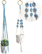 Set of 2 Macrame plant hanger with Daisies & Beads | Hanging plant holder Macrame Plant hangers outdoor and indoor hanging planters Plant stand indoor Boho Decor hanging planter stand (Cloudy Day) by HandmadeByUruba