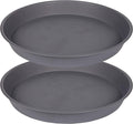 2 Pack of 16 17 inch Plant Saucer (15 inch Base), 2.3" Depth, Plant Trays for Pots, Plastic Plant Saucers for Indoors, Bird Bath Bowls, Flower Pot Drip Trays for Planter (17", Cement) by Bleuhome
