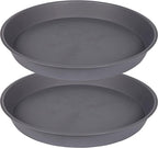 2 Pack of 16 17 inch Plant Saucer (15 inch Base), 2.3" Depth, Plant Trays for Pots, Plastic Plant Saucers for Indoors, Bird Bath Bowls, Flower Pot Drip Trays for Planter (17", Cement) by Bleuhome