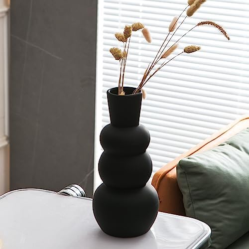 Black Ceramic Vase, Modern Matte Clay - Image 3