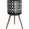 D'vine Dev Planter Pot with Wood Stand, 16 in, White/Black, 88-G-E-4 by DvineDevPlanterPotsandStand