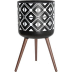 D'vine Dev Planter Pot with Wood Stand, 16 in, White/Black, 88-G-E-4 by DvineDevPlanterPotsandStand