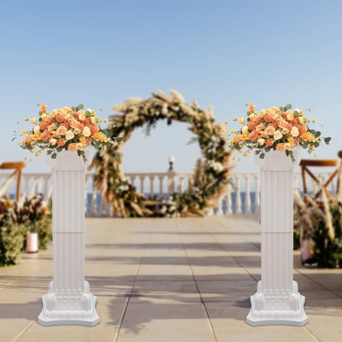 Roman Columns Wedding Stand Roman Pillar Plant Stand Plastic Greek Column Statue Pedestal Flower Pot Holder Decor Wedding Event Party Elegant Decorative Column (White, 2Pcs, 11.81x35.43 Inch) - Image 7