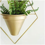 RISEON Set of 2 Boho Brass Gold Geometric Metal Plant Hanger,Hanging Plant Pot, Modern Planter, Mid Century Plant Holder, Minimalist Planter for Indoor Outdoor Home Wedding Decor (Gold) - Image 6
