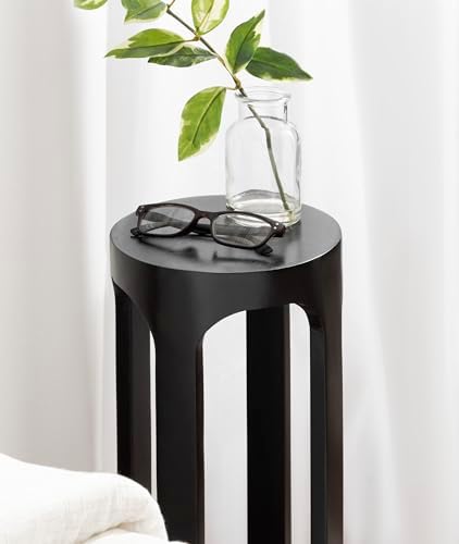 Kate and Laurel Dahl Modern Wooden Round Drink Table; 8 x 23; Black; Transitional Circle Wood Accent Pedestal Table for Living Room Plant Stand or Small Bedroom Nightstand - Image 4