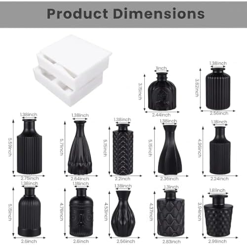 Mini Bud Vases Centerpieces for Tables,Clear Bud Vases for Flowers,Small Flower Vases Suitable for Birthday Party,Anniversary,Wedding Reception,Baby Shower (MattBlack, 12PCS) - Image 2