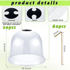 20 Pack Garden Cloche Plant Dome 10.2" D x 8.3" H Plant Cover Plastic Humidity Dome Reusable Protector Mini Greenhouse Plastic Bell Cover with 60 Ground Securing Pegs for Outdoors - Image 2