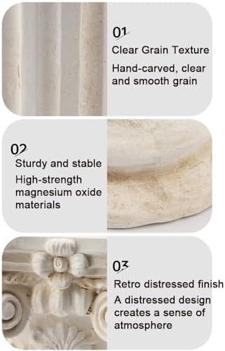 Magnesium Oxide Greek Column Pedestal, Roman Style Pillar(55cm-21.7in) - Image 4